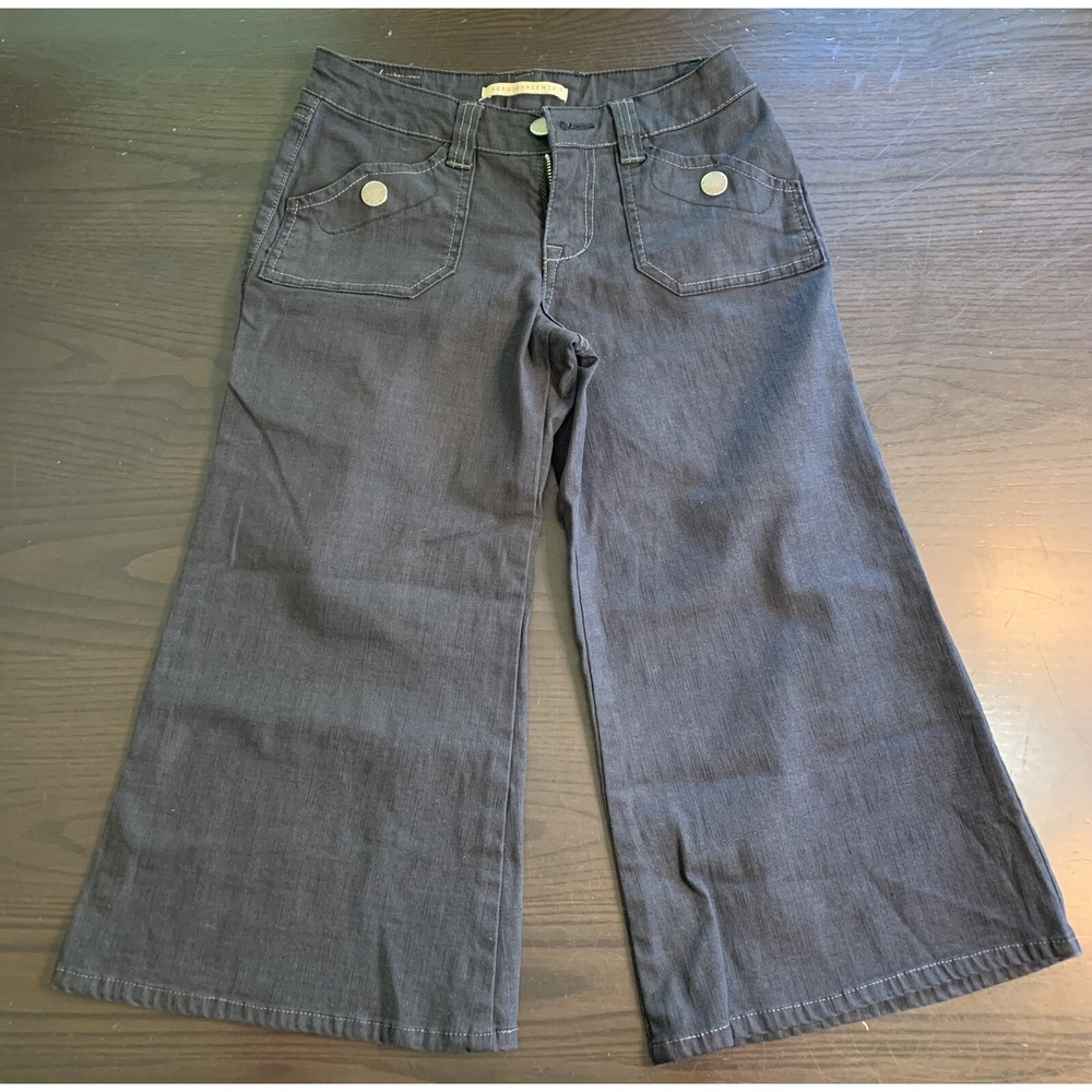 Sergio Valente Womens Wide Leg Denim Pants Charcoal Gray Sz 4 Minimalist Casual